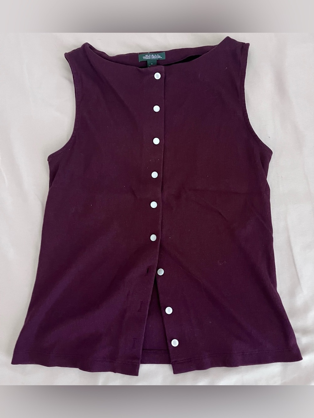 wild fable Plum Ribbed Button-Front Sleeveless Tank